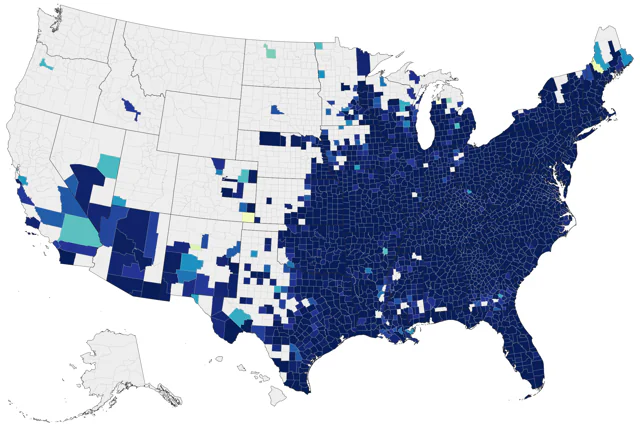 Louisiana Waterthrush county map