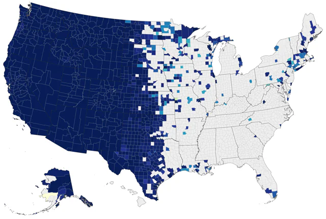 Mountain Bluebird county map