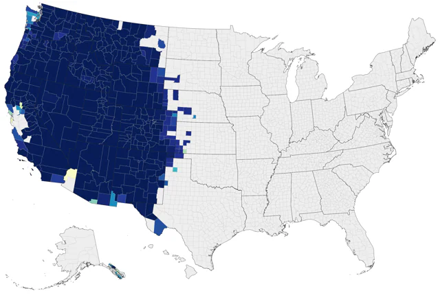 Mountain Chickadee county map
