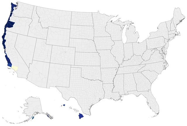 Murphy's Petrel county map