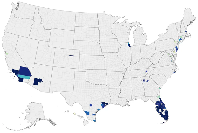 Nanday Parakeet county map