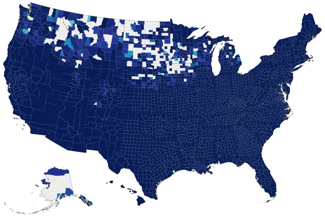 Northern Mockingbird county map