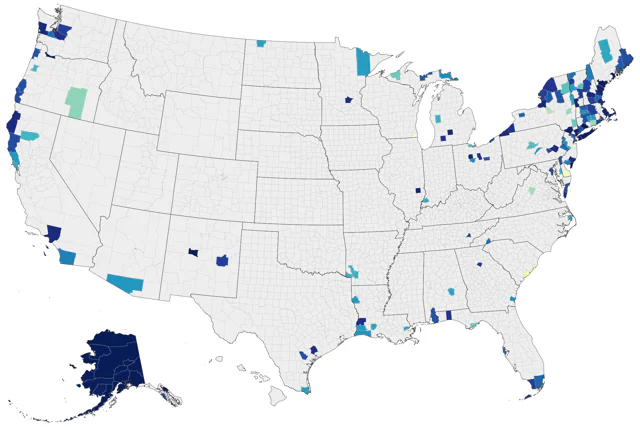 Northern Wheatear county map