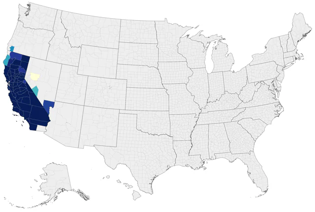 Nuttall's Woodpecker county map