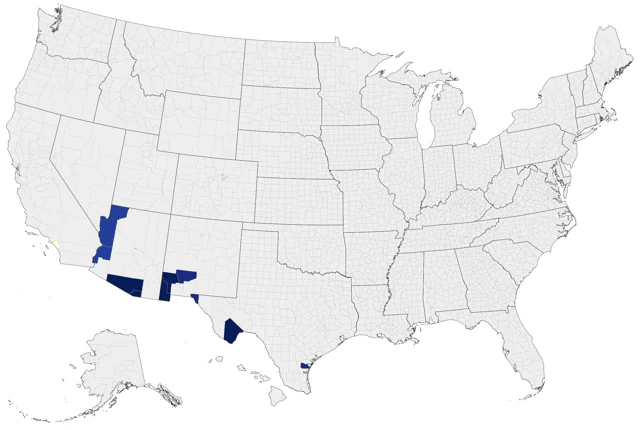 Nutting's Flycatcher county map