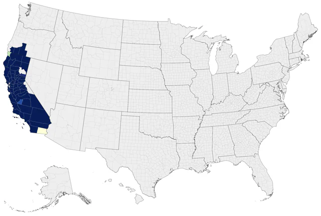 Oak Titmouse county map