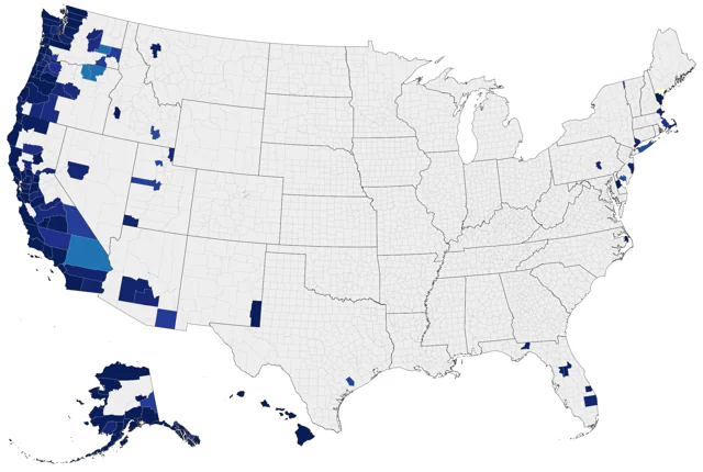 Pacific Golden-Plover county map