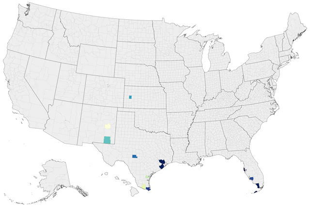 Piratic Flycatcher county map