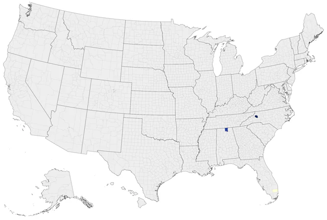 Plumed Whistling-Duck county map