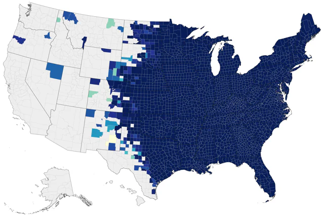 Red-bellied Woodpecker county map