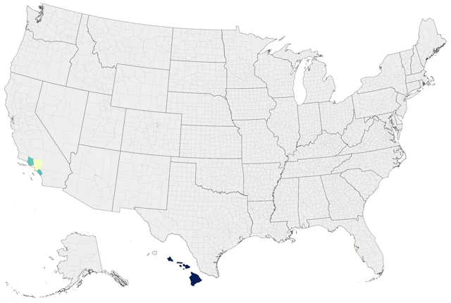 Red-billed Leiothrix county map