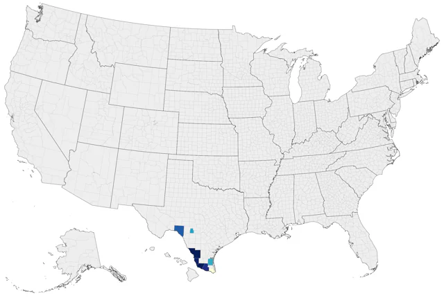 Red-billed Pigeon county map