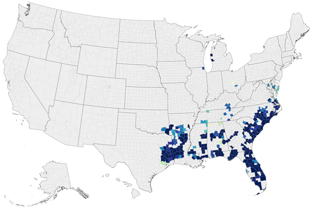 Red-cockaded Woodpecker county map