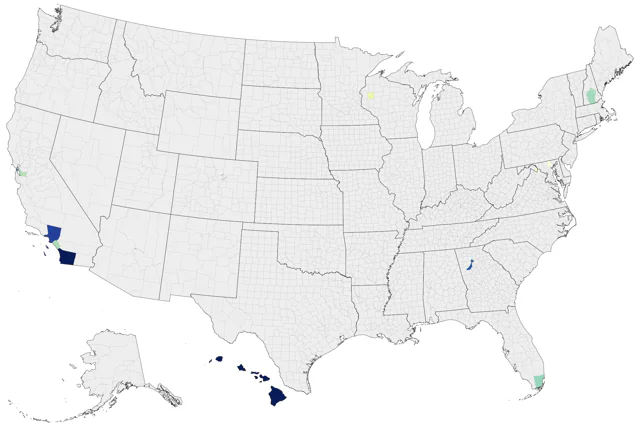 Red-crested Cardinal county map