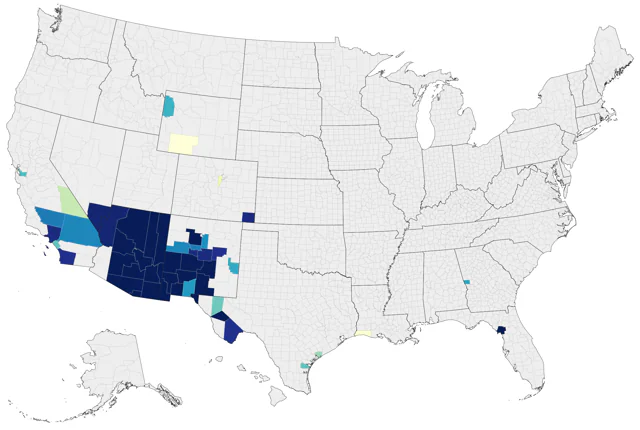 Red-faced Warbler county map