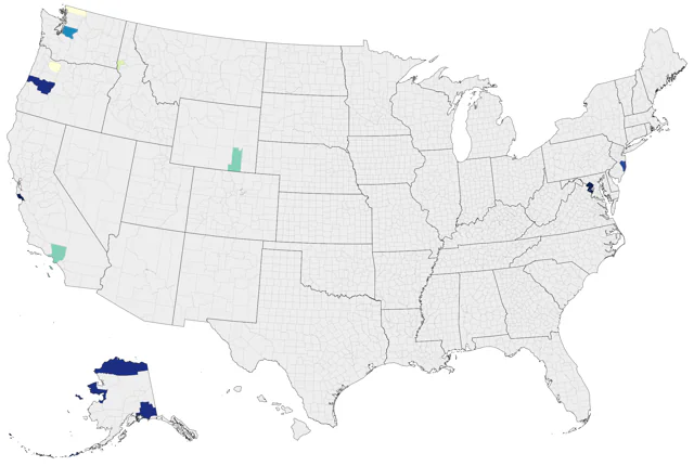 Red-flanked Bluetail county map