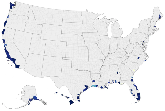 Red-footed Booby county map