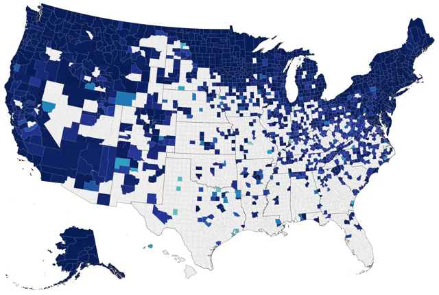 Red-necked Grebe county map