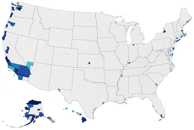 Red-necked Stint county map