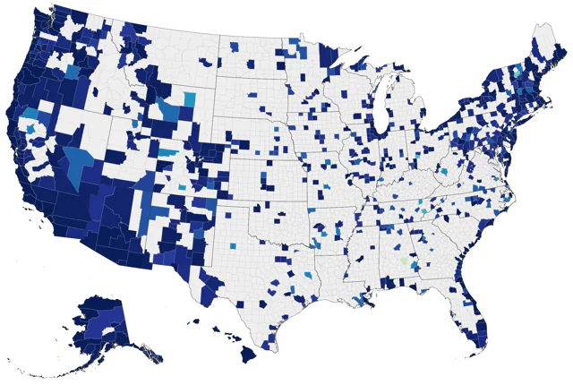 Red Phalarope county map