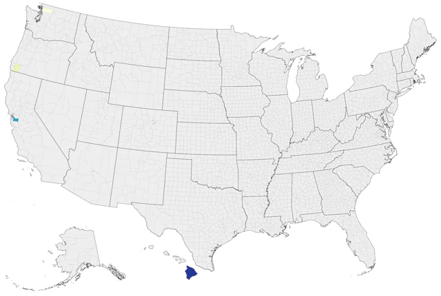Reeves's Pheasant county map