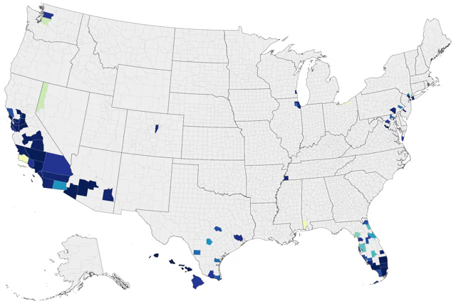 Rose-ringed Parakeet county map
