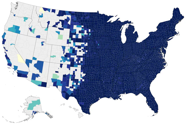 Ruby-throated Hummingbird county map