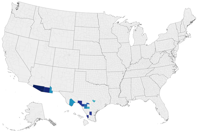 Rufous-capped Warbler county map