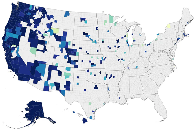 Short-billed Gull county map