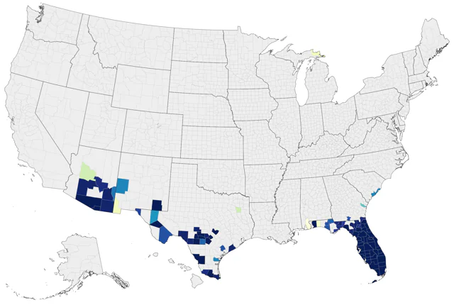 Short-tailed Hawk county map