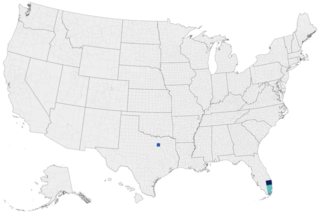 Silver-beaked Tanager county map