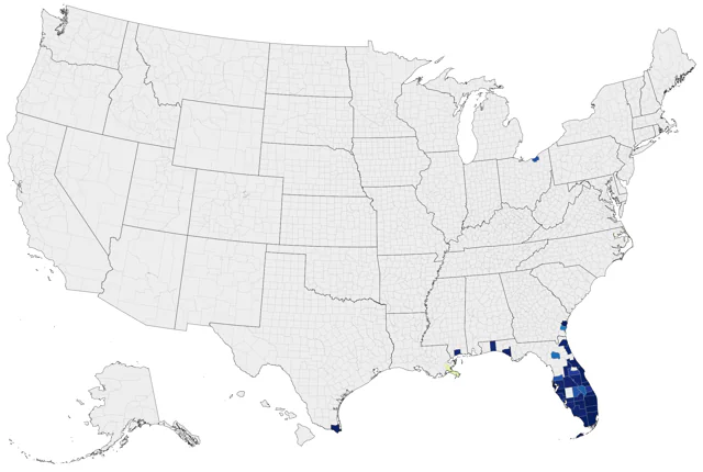 Smooth-billed Ani county map