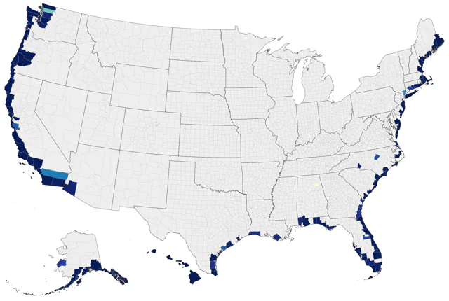 Sooty Shearwater county map