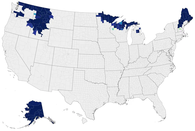 Spruce Grouse county map
