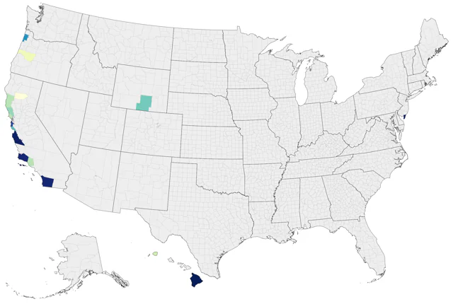 Streaked Shearwater county map