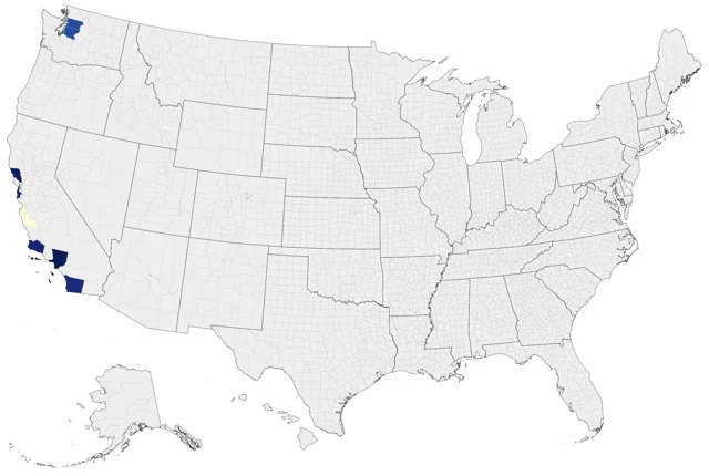Swallow-tailed Gull county map