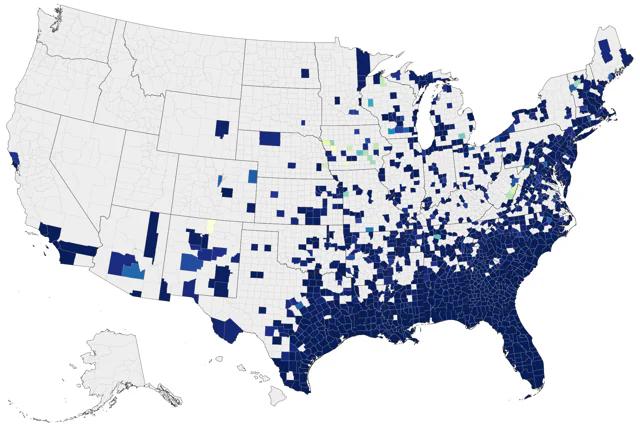 Swallow-tailed Kite county map