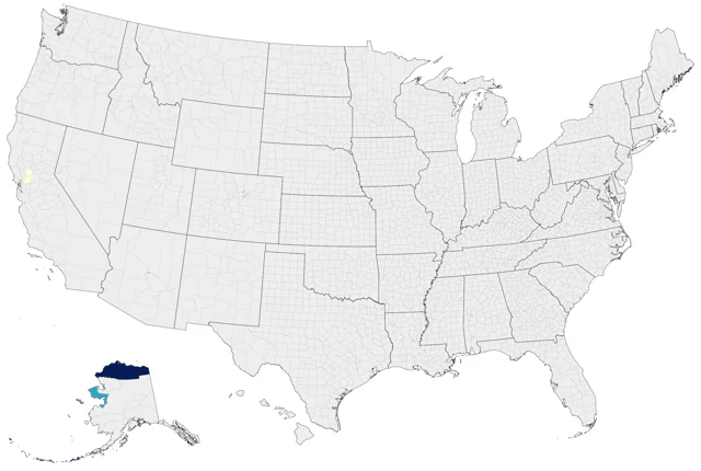 Taiga Flycatcher county map