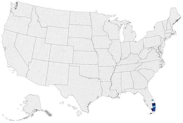 Thick-billed Vireo county map