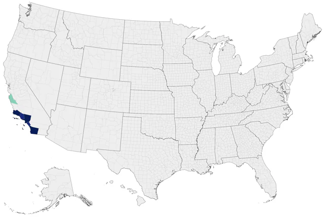 Townsend's Storm-Petrel county map