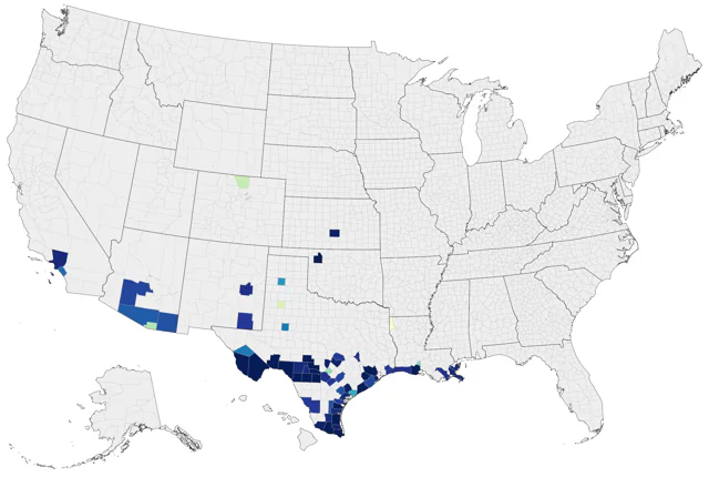 Tropical Parula county map