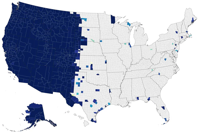 Violet-green Swallow county map