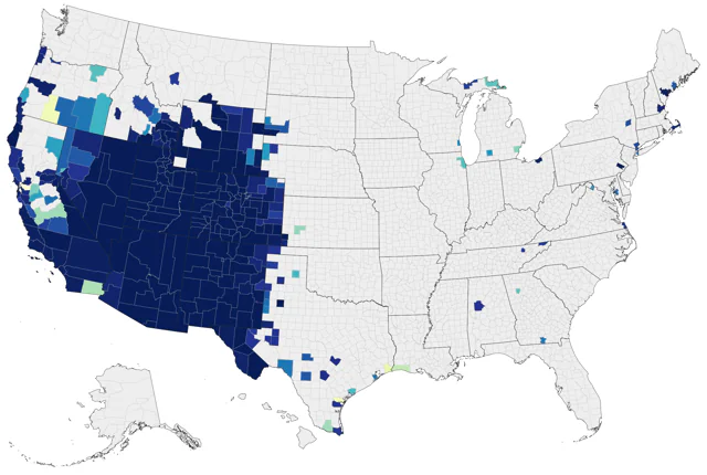 Virginia's Warbler county map