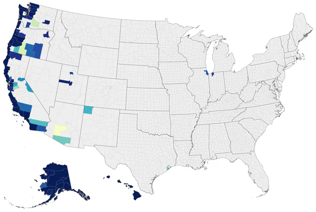 Wandering Tattler county map