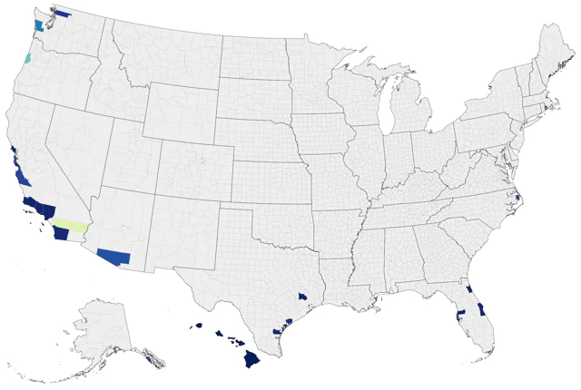 Wedge-tailed Shearwater county map