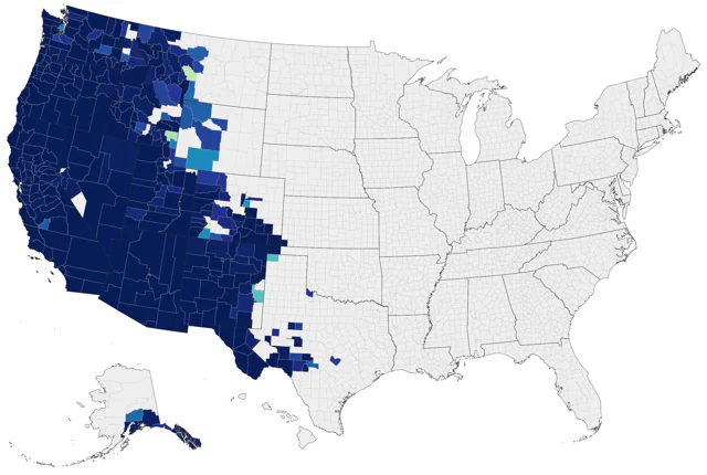 Western Screech-Owl county map