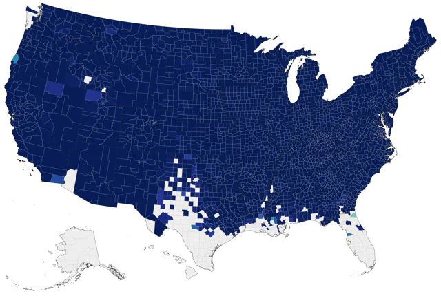 White-breasted Nuthatch county map