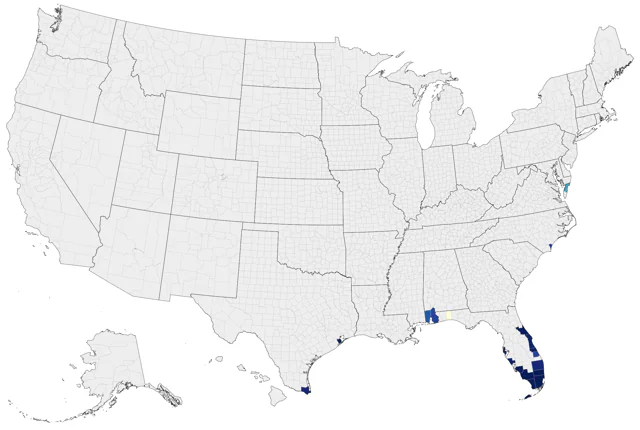 White-crowned Pigeon county map