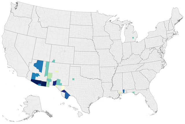 White-eared Hummingbird county map