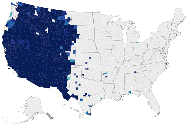 White-throated Swift county map